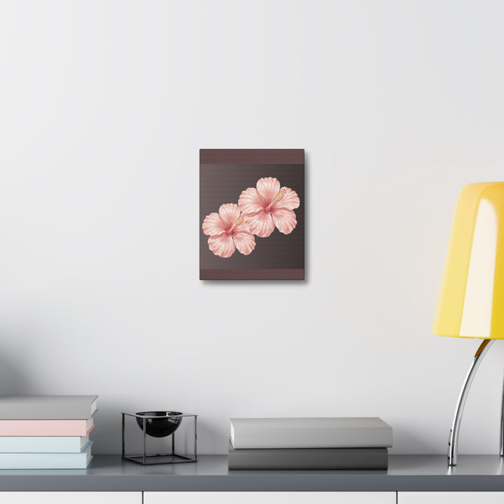Pink Hibiscus Floral Stretched Canvas Wall Art