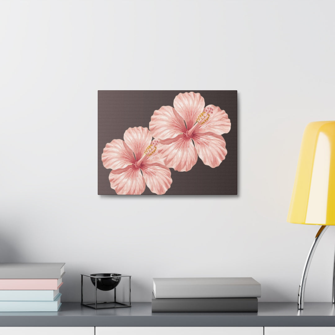 Pink Hibiscus Floral Stretched Canvas Wall Art