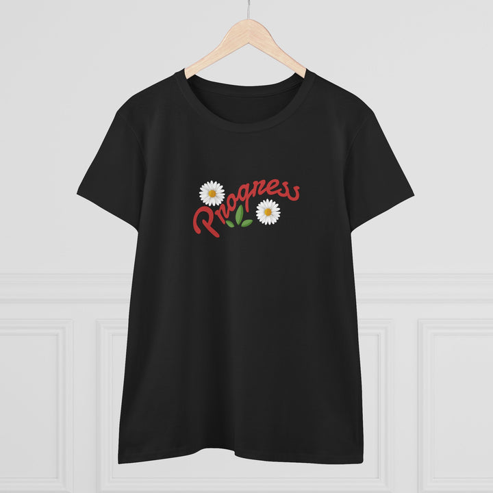 Semi-Fitted Cotton Tee with Minimalist Floral Graphic T-Shirt