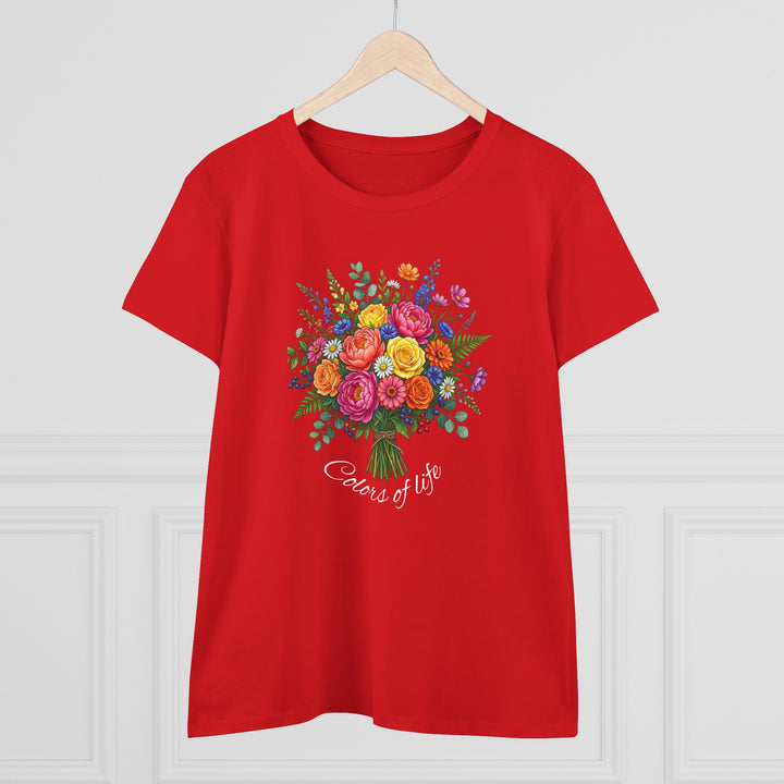 Semi-Fitted Cotton Tee with Minimalist Floral Graphic T-Shirt