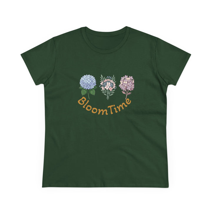 Semi-Fitted Cotton Tee with Minimalist Floral Graphic T-Shirt