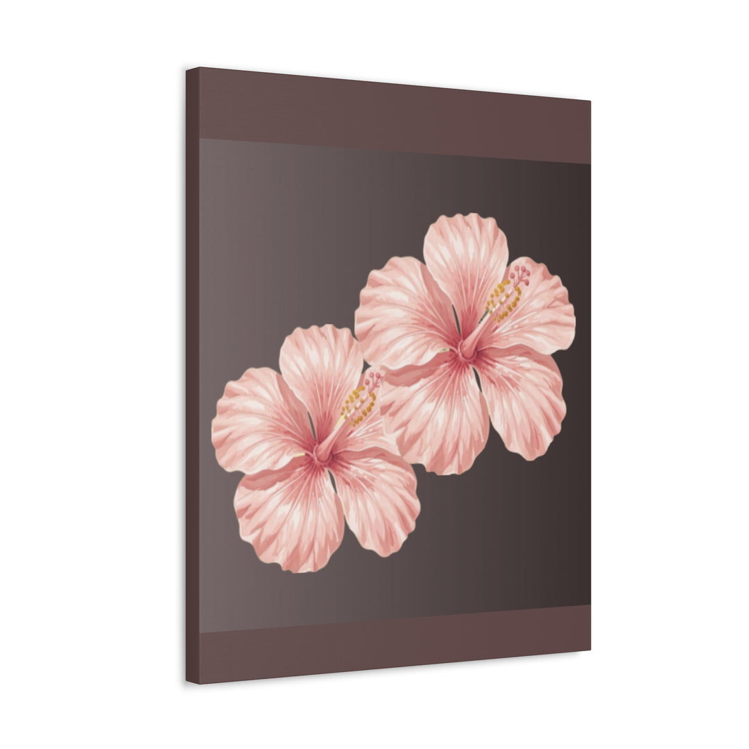 Pink Hibiscus Floral Stretched Canvas Wall Art