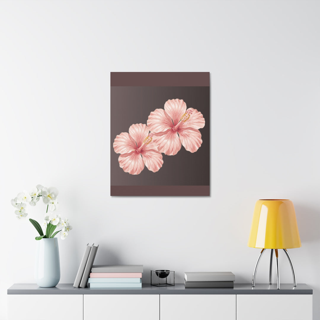 Pink Hibiscus Floral Stretched Canvas Wall Art