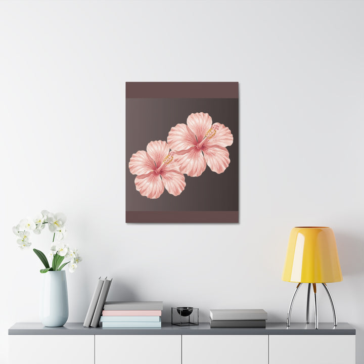 Pink Hibiscus Floral Stretched Canvas Wall Art