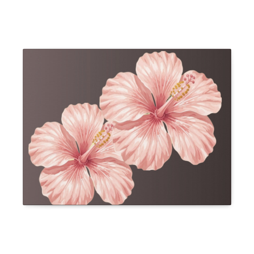 Pink Hibiscus Floral Stretched Canvas Wall Art