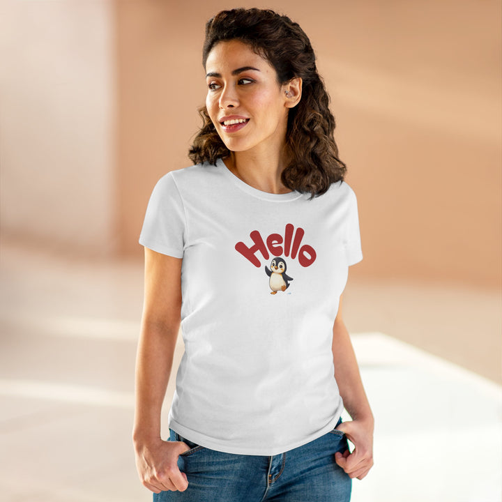 Semi-Fitted Cotton Tee with Minimalist Floral Graphic T-Shirt