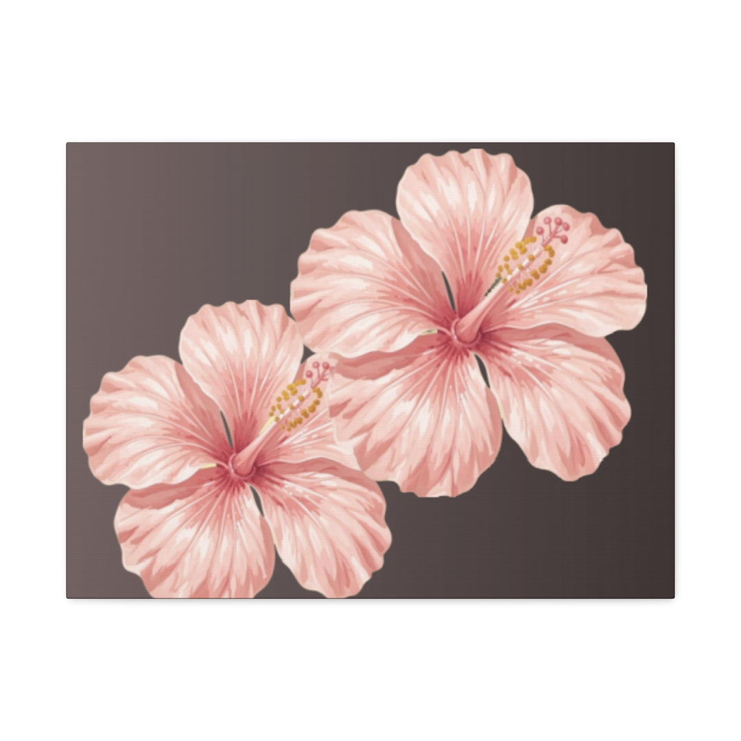 Pink Hibiscus Floral Stretched Canvas Wall Art