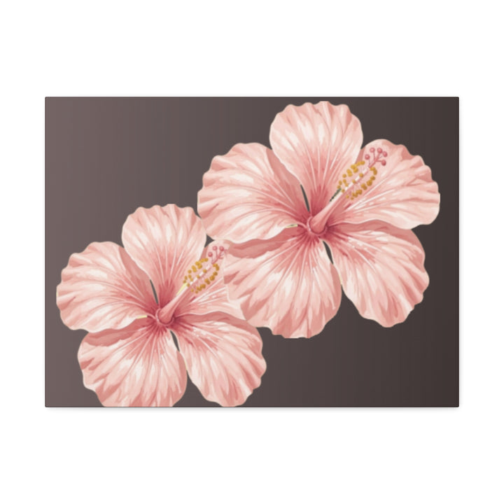 Pink Hibiscus Floral Stretched Canvas Wall Art