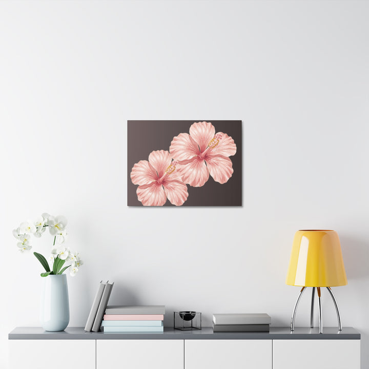 Pink Hibiscus Floral Stretched Canvas Wall Art
