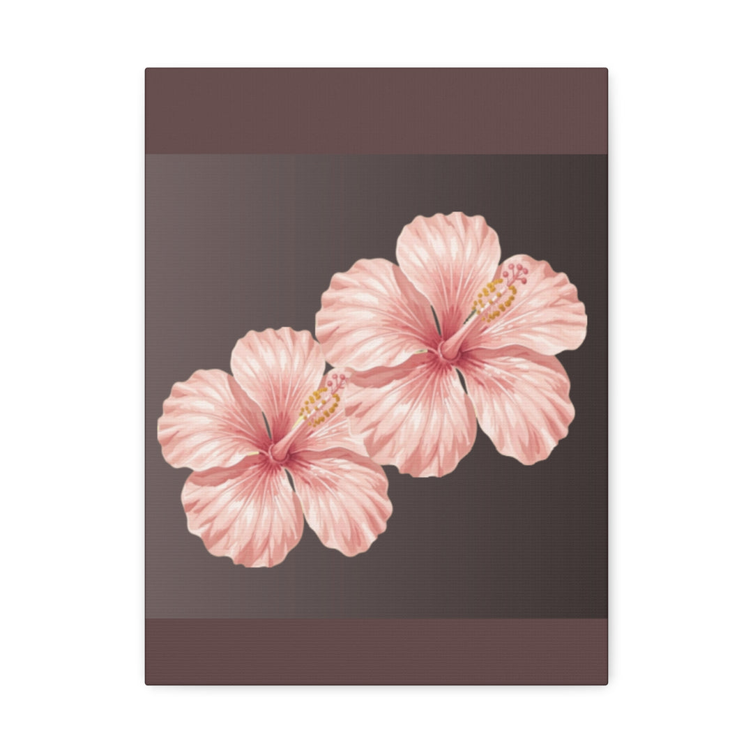 Pink Hibiscus Floral Stretched Canvas Wall Art