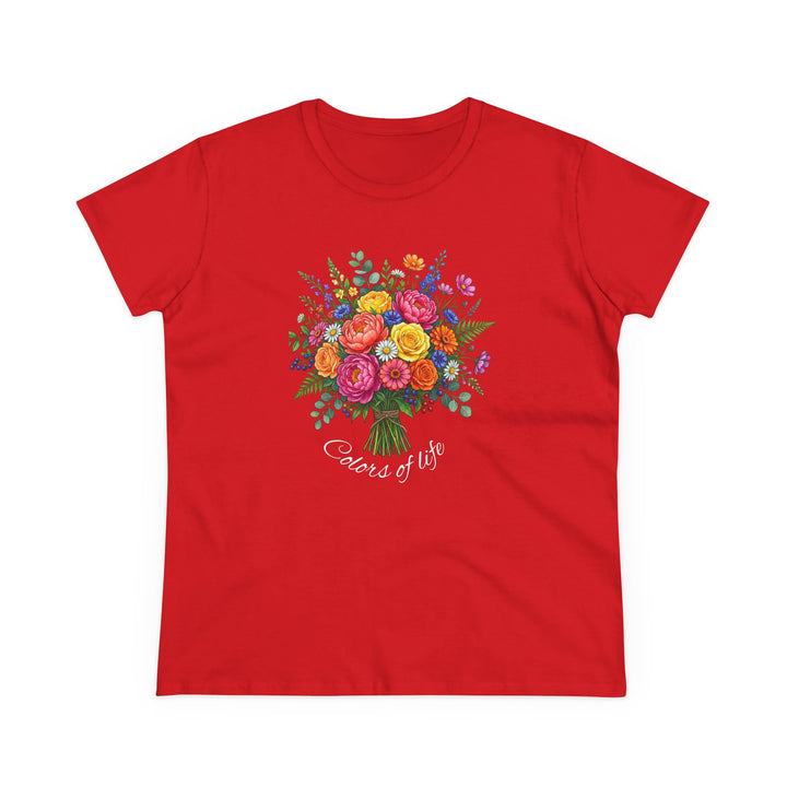 Semi-Fitted Cotton Tee with Minimalist Floral Graphic T-Shirt