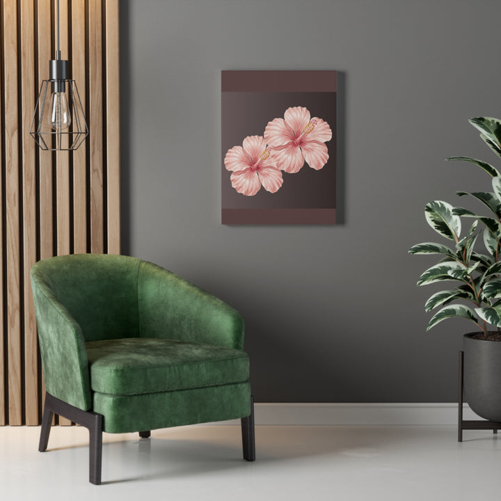 Pink Hibiscus Floral Stretched Canvas Wall Art