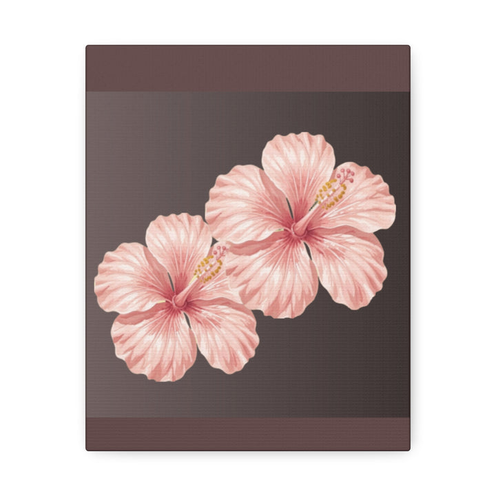 Pink Hibiscus Floral Stretched Canvas Wall Art