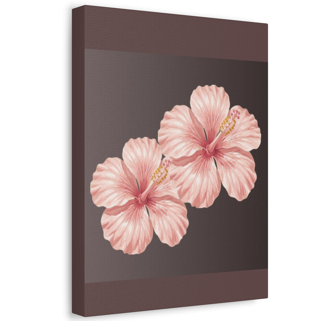Pink Hibiscus Floral Stretched Canvas Wall Art