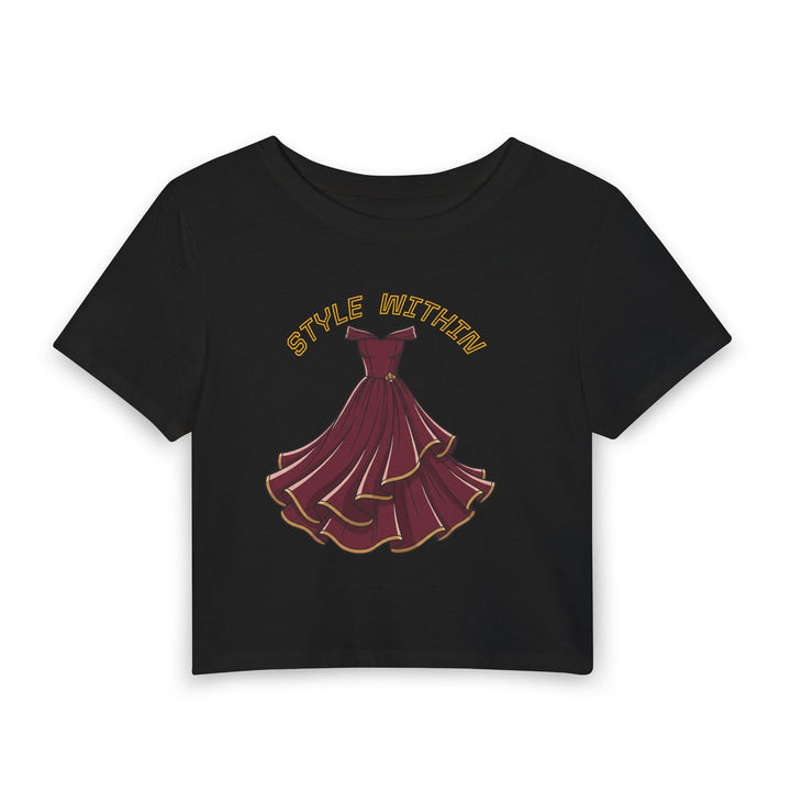 Cropped Botanical Figure Tee with Earth-Tone Illustration