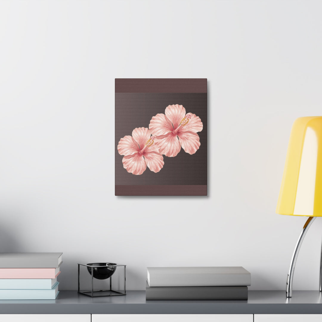 Pink Hibiscus Floral Stretched Canvas Wall Art