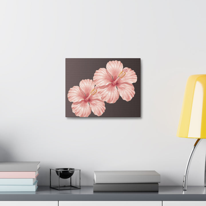 Pink Hibiscus Floral Stretched Canvas Wall Art