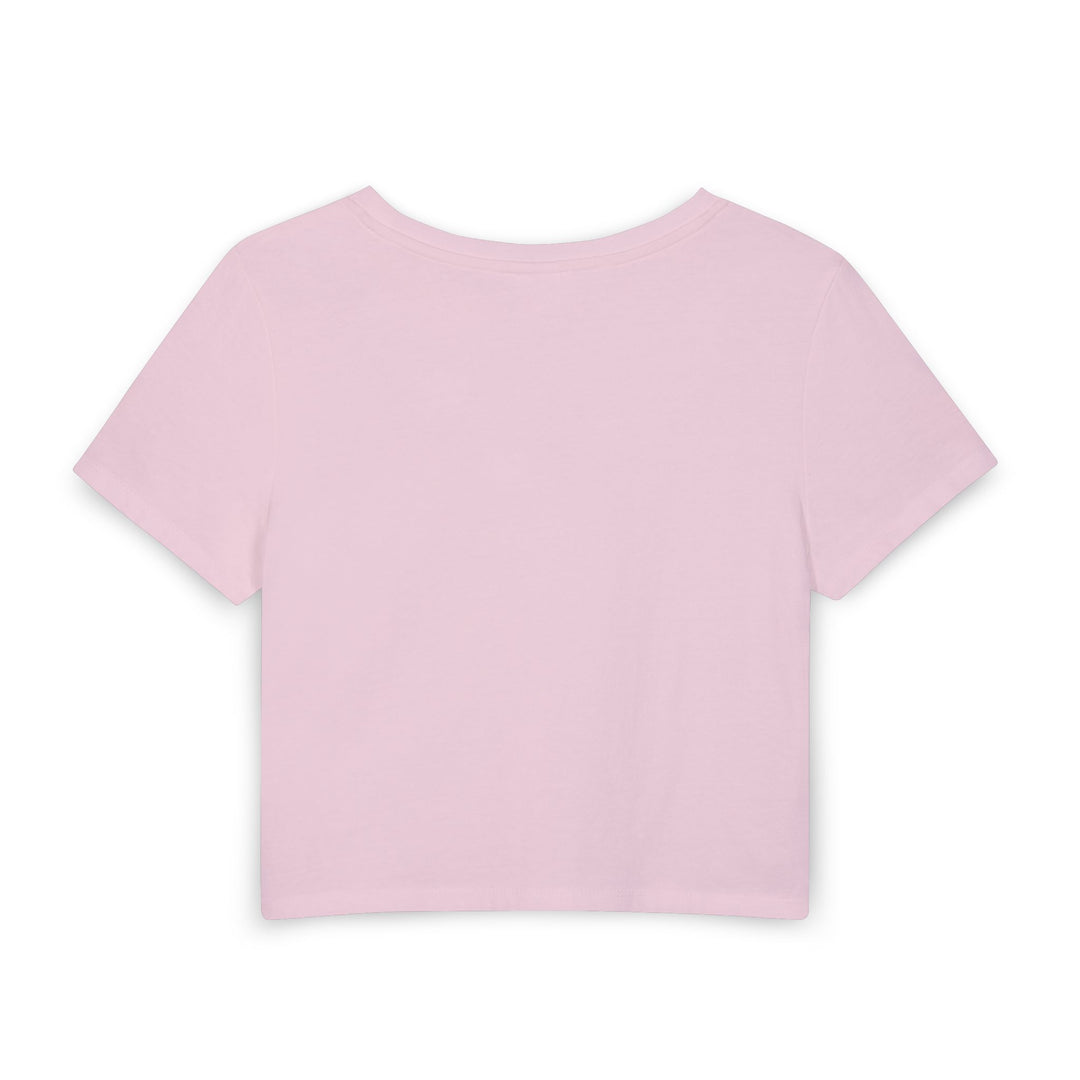 Cropped Botanical Figure Tee with Earth-Tone Illustration