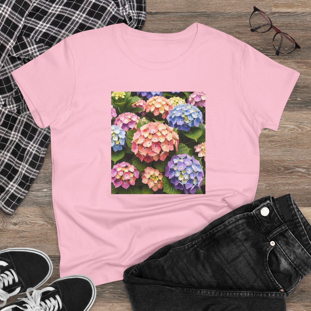 Semi-Fitted Cotton Tee with Minimalist Floral Graphic T-Shirt