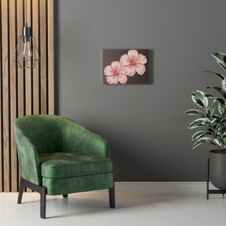 Pink Hibiscus Floral Stretched Canvas Wall Art