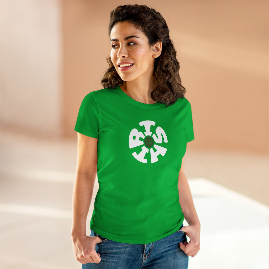 Semi-Fitted Cotton Tee with Minimalist Floral Graphic T-Shirt