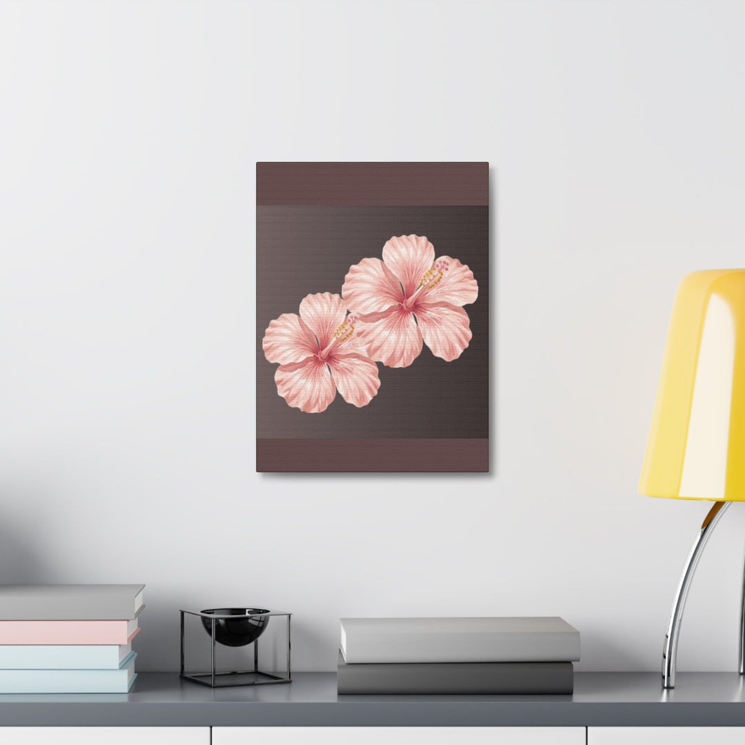 Pink Hibiscus Floral Stretched Canvas Wall Art