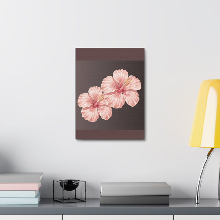Pink Hibiscus Floral Stretched Canvas Wall Art
