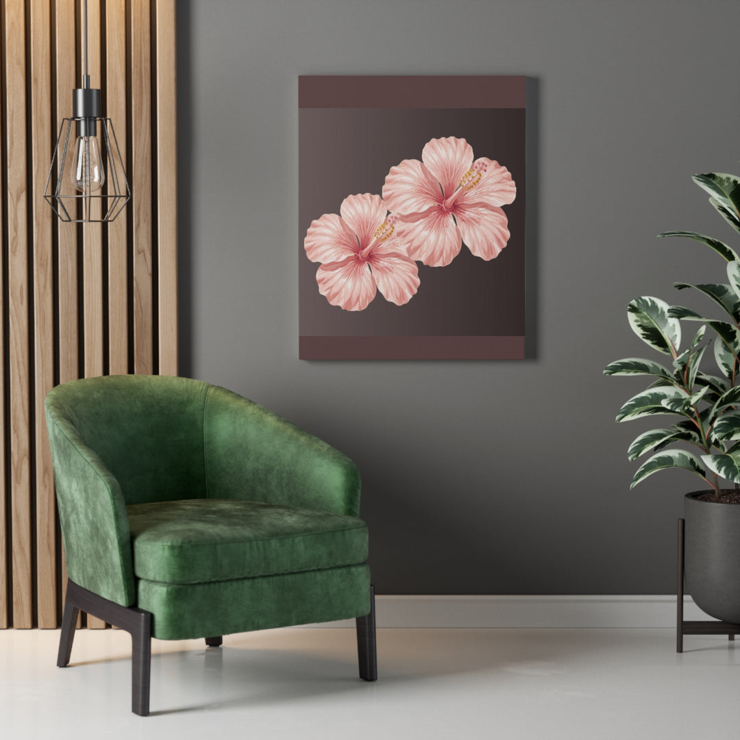 Pink Hibiscus Floral Stretched Canvas Wall Art