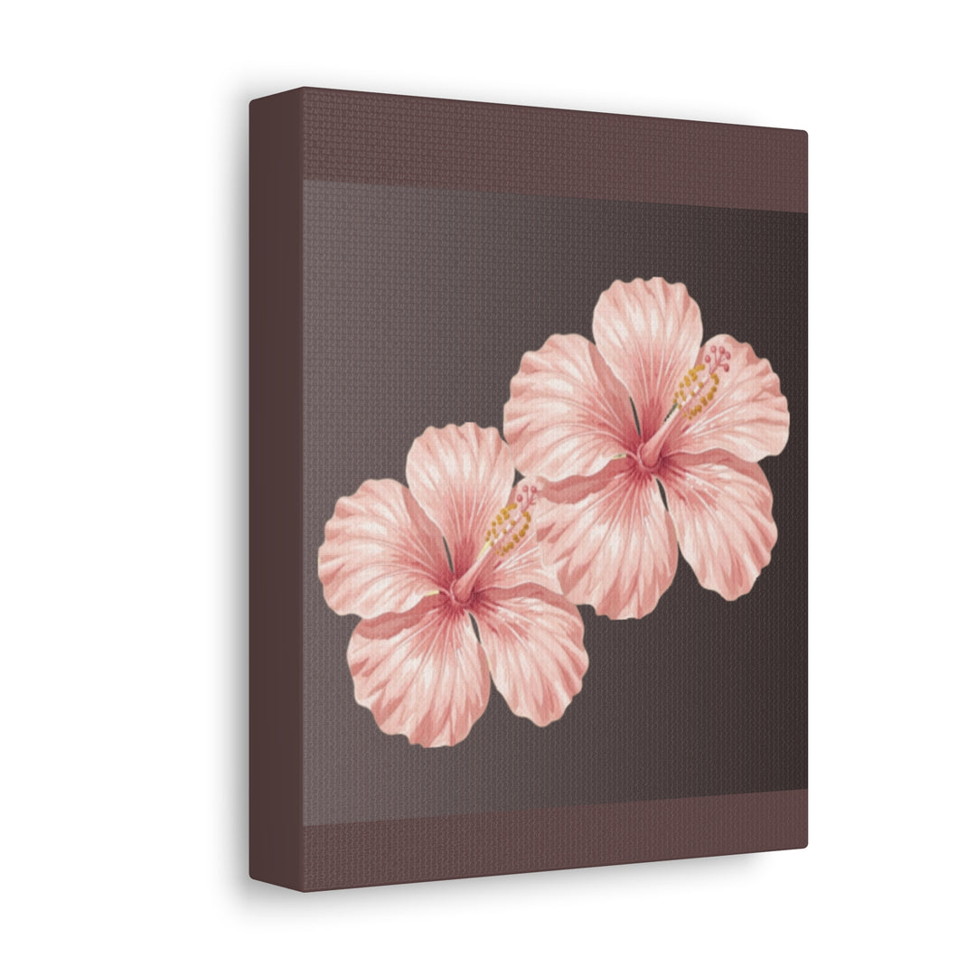 Pink Hibiscus Floral Stretched Canvas Wall Art