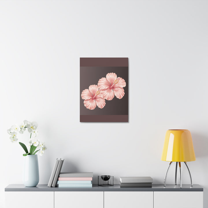Pink Hibiscus Floral Stretched Canvas Wall Art