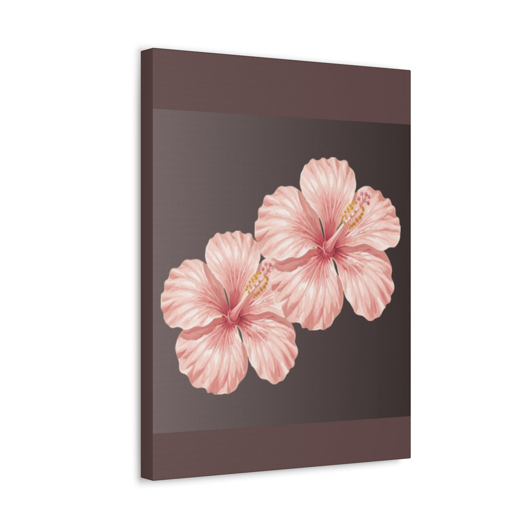 Pink Hibiscus Floral Stretched Canvas Wall Art