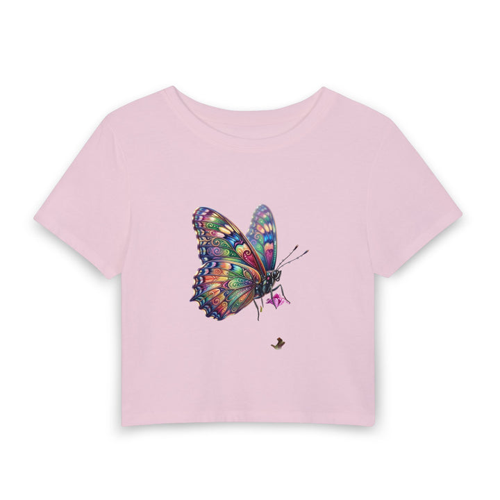 Cropped Botanical Figure Tee with Earth-Tone Illustration