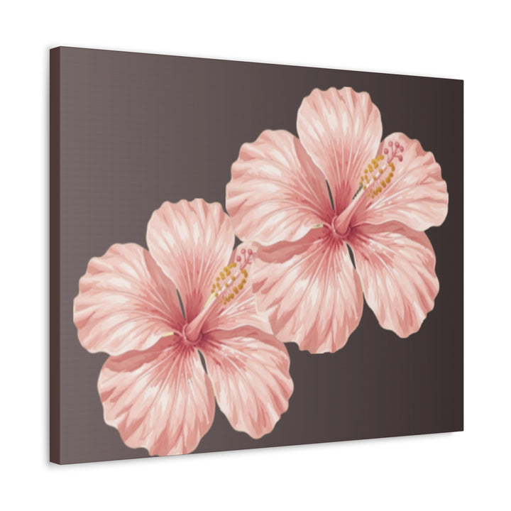 Pink Hibiscus Floral Stretched Canvas Wall Art