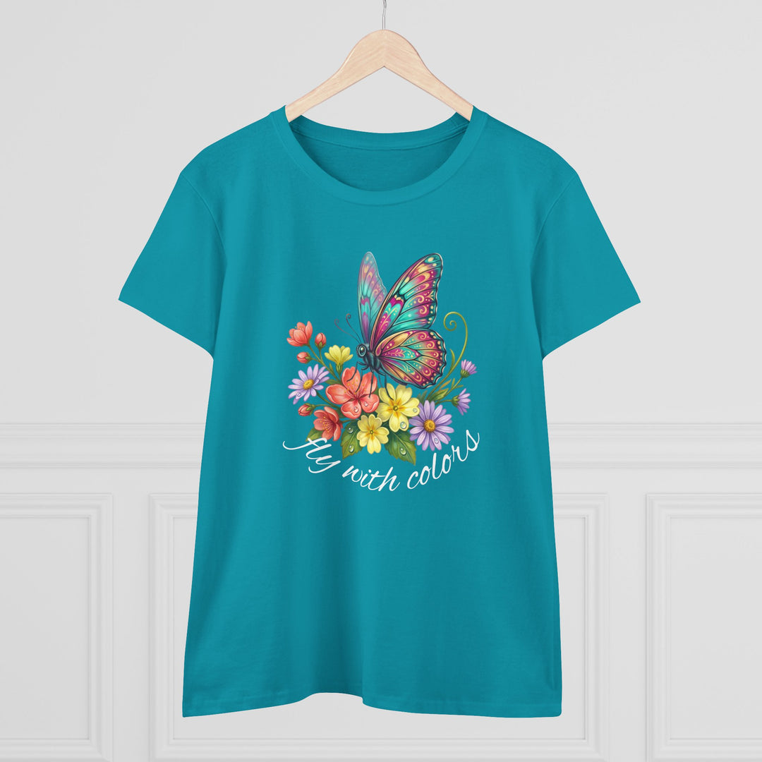 Semi-Fitted Cotton Tee with Minimalist Floral Graphic T-Shirt