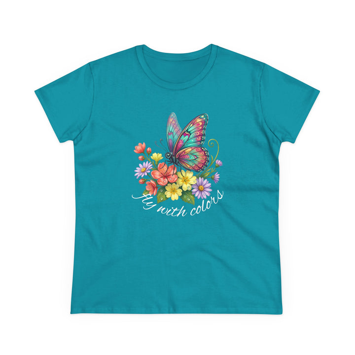 Semi-Fitted Cotton Tee with Minimalist Floral Graphic T-Shirt