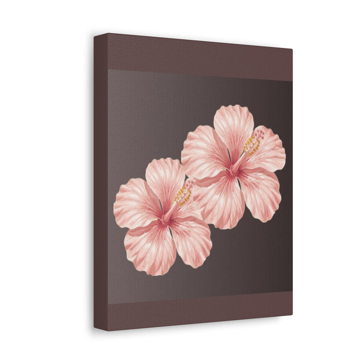 Pink Hibiscus Floral Stretched Canvas Wall Art