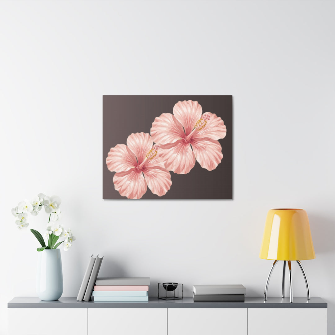 Pink Hibiscus Floral Stretched Canvas Wall Art