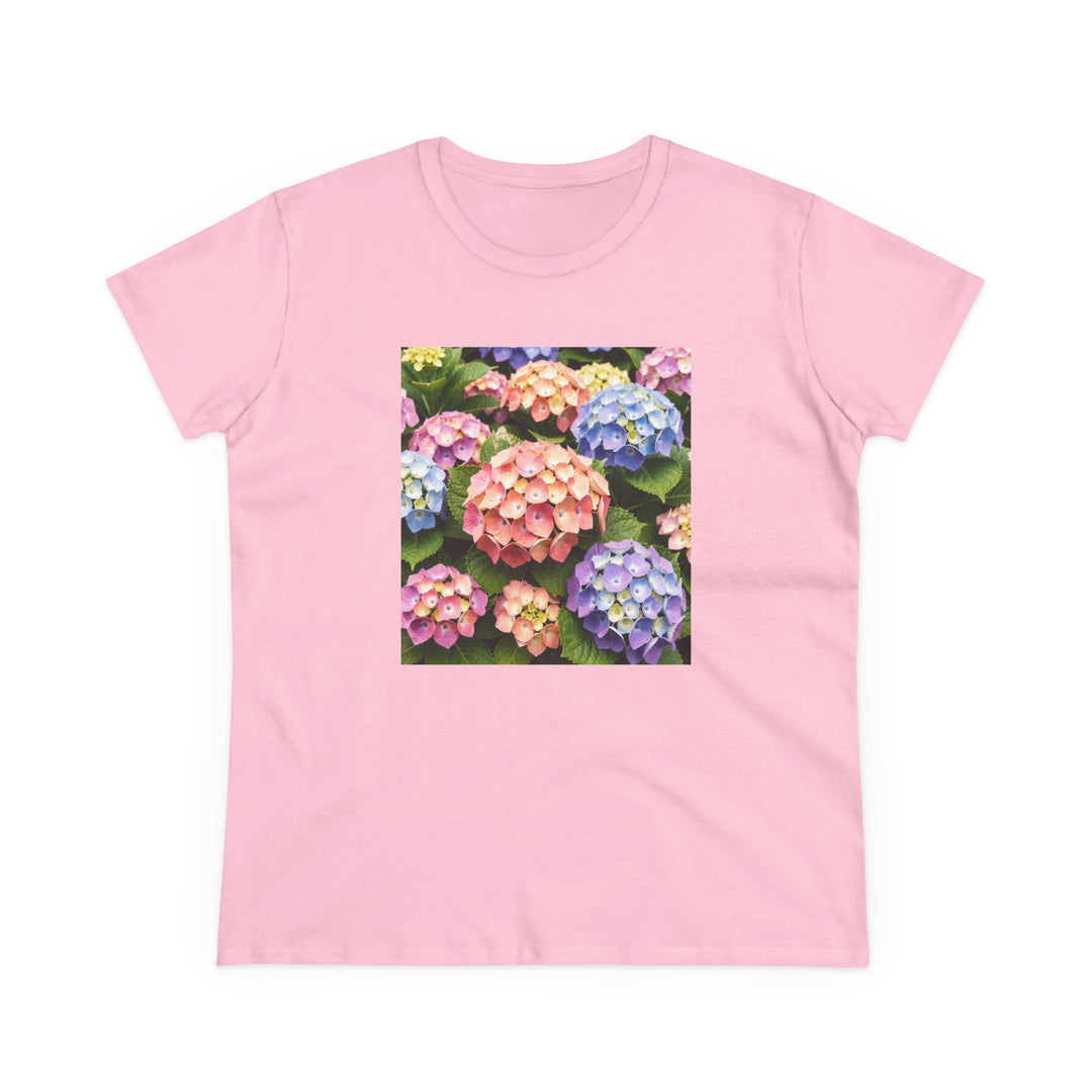 Semi-Fitted Cotton Tee with Minimalist Floral Graphic T-Shirt