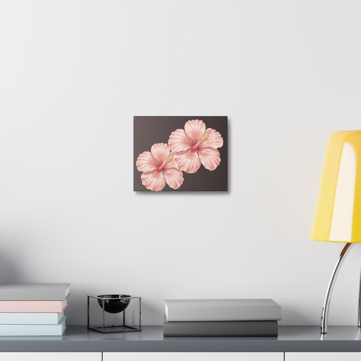 Pink Hibiscus Floral Stretched Canvas Wall Art