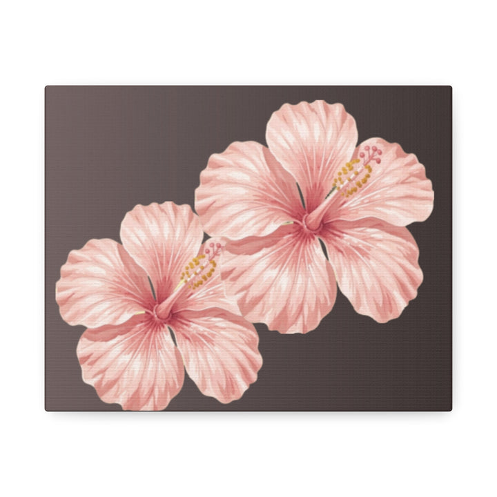 Pink Hibiscus Floral Stretched Canvas Wall Art