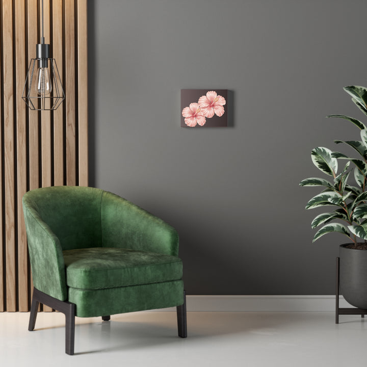 Pink Hibiscus Floral Stretched Canvas Wall Art