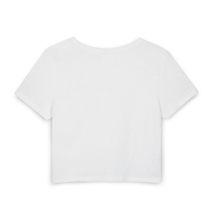 Cropped Botanical Figure Tee with Earth-Tone Illustration