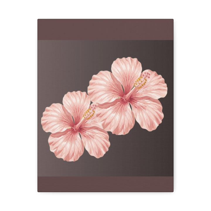 Pink Hibiscus Floral Stretched Canvas Wall Art