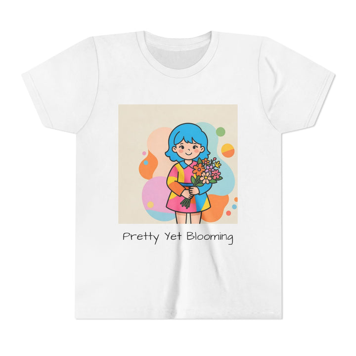 Youth Tee — "Pretty Yet Blooming" Floral Girl Graphic