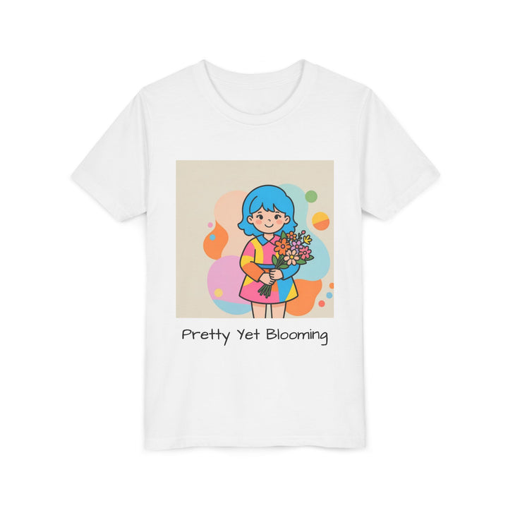 Youth Tee — "Pretty Yet Blooming" Floral Girl Graphic