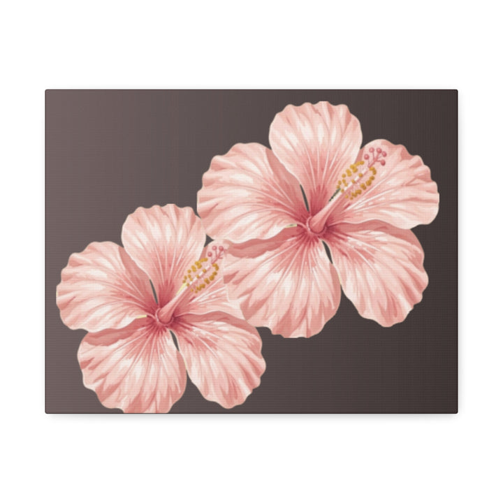 Pink Hibiscus Floral Stretched Canvas Wall Art
