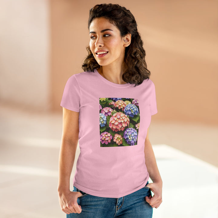 Semi-Fitted Cotton Tee with Minimalist Floral Graphic T-Shirt