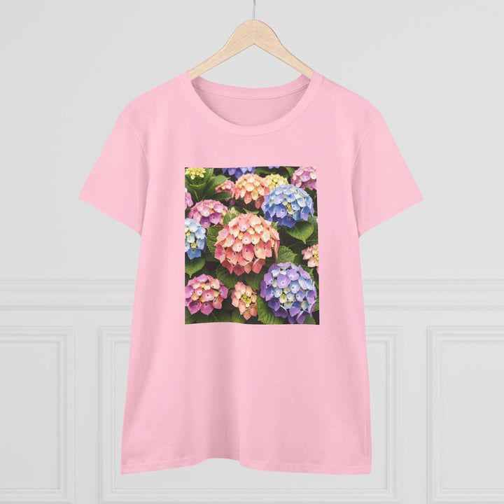 Semi-Fitted Cotton Tee with Minimalist Floral Graphic T-Shirt