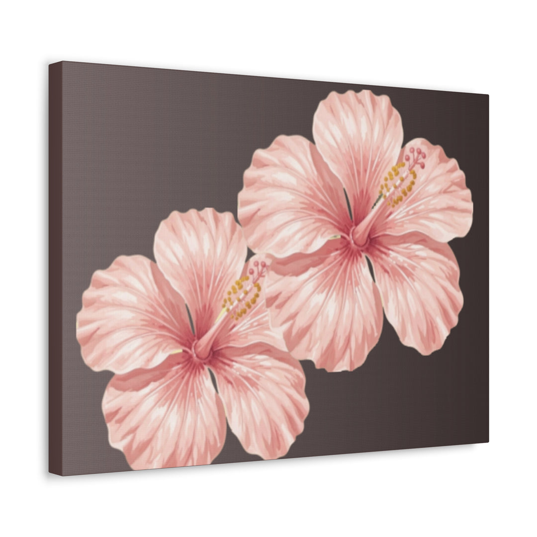 Pink Hibiscus Floral Stretched Canvas Wall Art