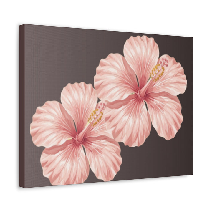 Pink Hibiscus Floral Stretched Canvas Wall Art